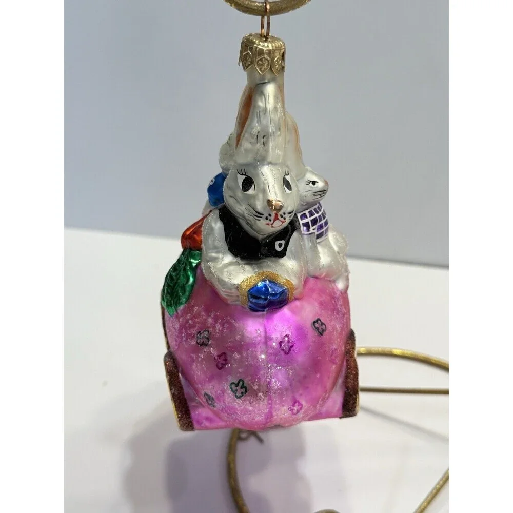 1997 Christopher Radko Glass BUNMOBILE Bunny & Easter Egg Car Christmas Ornament